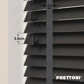 EdBevans - Spectrum Solid Wood Venetian Blind - Mono Onyx 35mm Slat with Chevron Aurora 25mm Tape - Prettoni