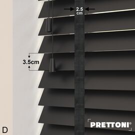 EdBevans - Spectrum Solid Wood Venetian Blind - Mono Onyx 35mm Slat with Chevron Shadow 25mm Tape - Prettoni