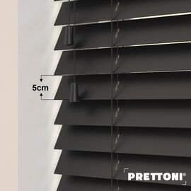 EdBevans - Spectrum Solid Wood Venetian Blind - Mono Onyx 50mm Slat with - Ladder String - Prettoni