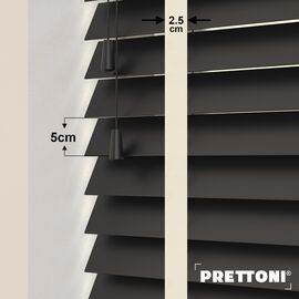 EdBevans - Spectrum Solid Wood Venetian Blind - Mono Onyx 50mm Slat with Chevron Avorio 25mm Tape - Prettoni