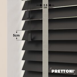 EdBevans - Spectrum Solid Wood Venetian Blind - Mono Onyx 50mm Slat with Chevron Cement 25mm Tape - Prettoni
