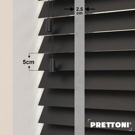 EdBevans - Spectrum Solid Wood Venetian Blind - Mono Onyx 50mm Slat with Chevron Nimbus 25mm Tape - Prettoni