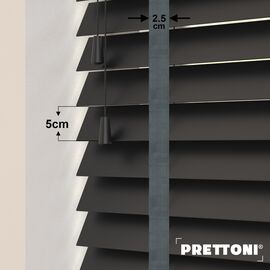 EdBevans - Spectrum Solid Wood Venetian Blind - Mono Onyx 50mm Slat with Chevron Lava 25mm Tape - Prettoni