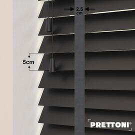 EdBevans - Spectrum Solid Wood Venetian Blind - Mono Onyx 50mm Slat with Chevron Aurora 25mm Tape - Prettoni