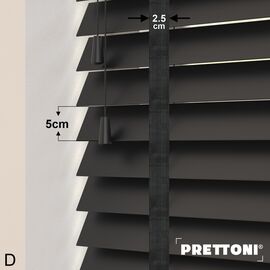 EdBevans - Spectrum Solid Wood Venetian Blind - Mono Onyx 50mm Slat with Chevron Shadow 25mm Tape - Prettoni