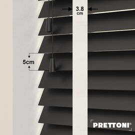EdBevans - Spectrum Solid Wood Venetian Blind - Mono Onyx 50mm Slat with Woven Feather 38mm Tape - Prettoni