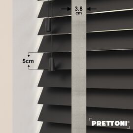 EdBevans - Spectrum Solid Wood Venetian Blind - Mono Onyx 50mm Slat with Woven Ethereal 38mm Tape - Prettoni