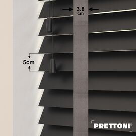 EdBevans - Spectrum Solid Wood Venetian Blind - Mono Onyx 50mm Slat with Woven Flint 38mm Tape - Prettoni