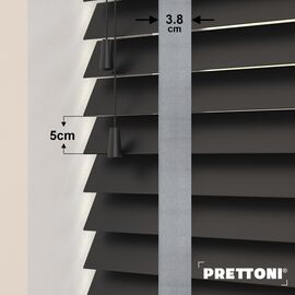 EdBevans - Spectrum Solid Wood Venetian Blind - Mono Onyx 50mm Slat with Woven Spun 38mm Tape - Prettoni