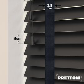 EdBevans - Spectrum Solid Wood Venetian Blind - Mono Onyx 50mm Slat with Woven Luna 38mm Tape - Prettoni