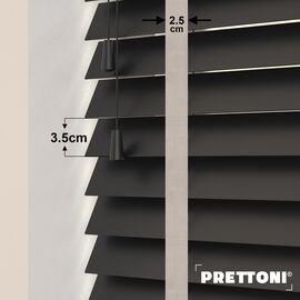 EdBevans - Spectrum Solid Wood Venetian Blind - Mono Bistre 35mm Slat with Chevron Moccasin 25mm Tape - Prettoni