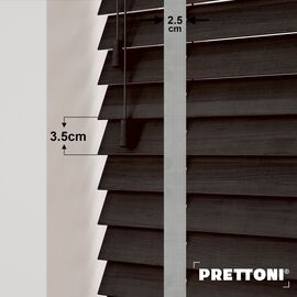 EdBevans - Spectrum Solid Wood Venetian Blind - Mono Bistre 35mm Slat with Chevron Nimbus 25mm Tape - Prettoni