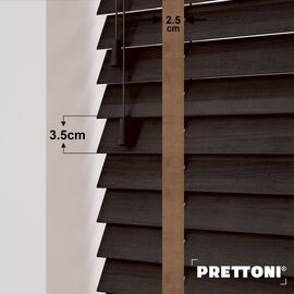 EdBevans - Spectrum Solid Wood Venetian Blind - Mono Bistre 35mm Slat with Chevron Cinnamon 25mm Tape - Prettoni