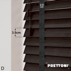 EdBevans - Spectrum Solid Wood Venetian Blind - Mono Bistre 35mm Slat with Chevron Shadow 25mm Tape - Prettoni