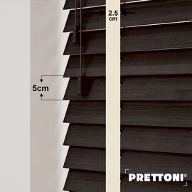 EdBevans - Spectrum Solid Wood Venetian Blind - Mono Bistre 50mm Slat with Chevron Avorio 25mm Tape - Prettoni