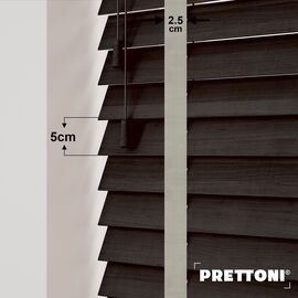 EdBevans - Spectrum Solid Wood Venetian Blind - Mono Bistre 50mm Slat with Chevron Cement 25mm Tape - Prettoni