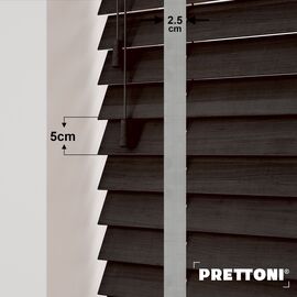 EdBevans - Spectrum Solid Wood Venetian Blind - Mono Bistre 50mm Slat with Chevron Nimbus 25mm Tape - Prettoni