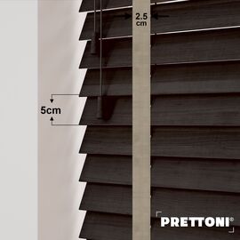 EdBevans - Spectrum Solid Wood Venetian Blind - Mono Bistre 50mm Slat with Chevron Stonewall 25mm Tape - Prettoni