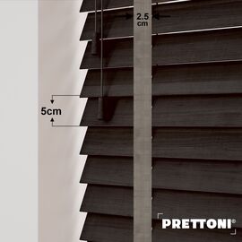 EdBevans - Spectrum Solid Wood Venetian Blind - Mono Bistre 50mm Slat with Chevron Granite 25mm Tape - Prettoni