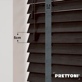 EdBevans - Spectrum Solid Wood Venetian Blind - Mono Bistre 50mm Slat with Chevron Lava 25mm Tape - Prettoni