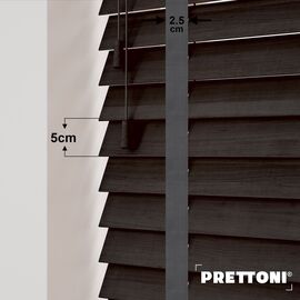EdBevans - Spectrum Solid Wood Venetian Blind - Mono Bistre 50mm Slat with Chevron Aurora 25mm Tape - Prettoni