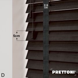 EdBevans - Spectrum Solid Wood Venetian Blind - Mono Bistre 50mm Slat with Chevron Shadow 25mm Tape - Prettoni