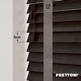 EdBevans - Spectrum Solid Wood Venetian Blind - Mono Bistre 50mm Slat with Woven Flint 38mm Tape - Prettoni