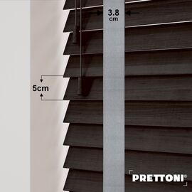 EdBevans - Spectrum Solid Wood Venetian Blind - Mono Bistre 50mm Slat with Woven Spun 38mm Tape - Prettoni