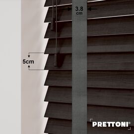 EdBevans - Spectrum Solid Wood Venetian Blind - Mono Bistre 50mm Slat with Woven Gravel 38mm Tape - Prettoni