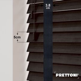 EdBevans - Spectrum Solid Wood Venetian Blind - Mono Bistre 50mm Slat with Woven Luna 38mm Tape - Prettoni