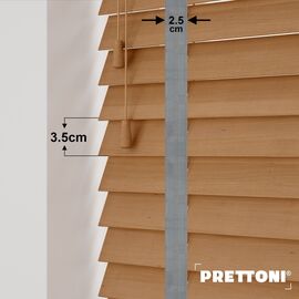 EdBevans - Spectrum Solid Wood Venetian Blind - Mono Natural 35mm Slat with Chevron Palladium 25mm Tape - Prettoni