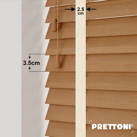 EdBevans - Spectrum Solid Wood Venetian Blind - Mono Natural 35mm Slat with Chevron Avorio 25mm Tape - Prettoni