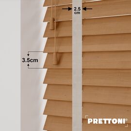 EdBevans - Spectrum Solid Wood Venetian Blind - Mono Natural 35mm Slat with Chevron Moccasin 25mm Tape - Prettoni