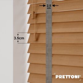 EdBevans - Spectrum Solid Wood Venetian Blind - Mono Natural 35mm Slat with Chevron Granite 25mm Tape - Prettoni
