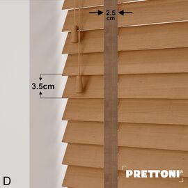 EdBevans - Spectrum Solid Wood Venetian Blind - Mono Natural 35mm Slat with Chevron Cinnamon 25mm Tape - Prettoni