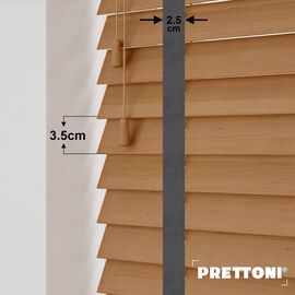EdBevans - Spectrum Solid Wood Venetian Blind - Mono Natural 35mm Slat with Chevron Aurora 25mm Tape - Prettoni