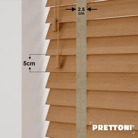 EdBevans - Spectrum Solid Wood Venetian Blind - Mono Natural 50mm Slat with Chevron Sandrift 25mm Tape - Prettoni