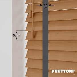 EdBevans - Spectrum Solid Wood Venetian Blind - Mono Natural 50mm Slat with Chevron Aurora 25mm Tape - Prettoni