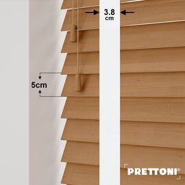 EdBevans - Spectrum Solid Wood Venetian Blind - Mono Natural 50mm Slat with Woven Naturo 38mm Tape - Prettoni