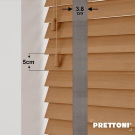 EdBevans - Spectrum Solid Wood Venetian Blind - Mono Natural 50mm Slat with Woven Flint 38mm Tape - Prettoni