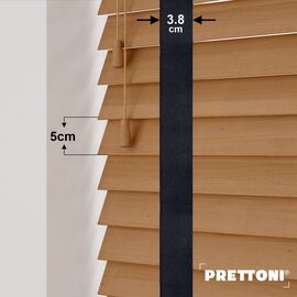 EdBevans - Spectrum Solid Wood Venetian Blind - Mono Natural 50mm Slat with Woven Luna 38mm Tape - Prettoni