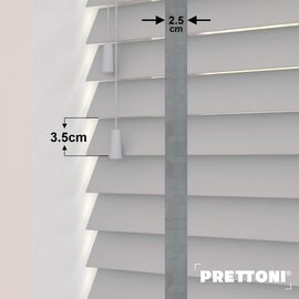 EdBevans - Spectrum Solid Wood Venetian Blind - Mono Pale 35mm Slat with Chevron Palladium 25mm Tape - Prettoni