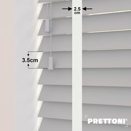 EdBevans - Spectrum Solid Wood Venetian Blind - Mono Pale 35mm Slat with Chevron Snowy 25mm Tape - Prettoni