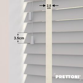 EdBevans - Spectrum Solid Wood Venetian Blind - Mono Pale 35mm Slat with Chevron Cream 25mm Tape - Prettoni
