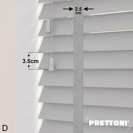 EdBevans - Spectrum Solid Wood Venetian Blind - Mono Pale 35mm Slat with Chevron Nimbus 25mm Tape - Prettoni