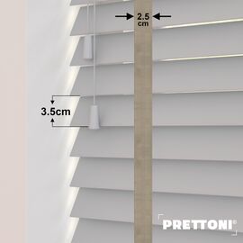 EdBevans - Spectrum Solid Wood Venetian Blind - Mono Pale 35mm Slat with Chevron Stonewall 25mm Tape - Prettoni