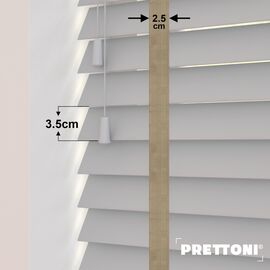 EdBevans - Spectrum Solid Wood Venetian Blind - Mono Pale 35mm Slat with Chevron Sandrift 25mm Tape - Prettoni