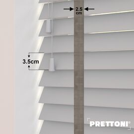 EdBevans - Spectrum Solid Wood Venetian Blind - Mono Pale 35mm Slat with Chevron Granite 25mm Tape - Prettoni