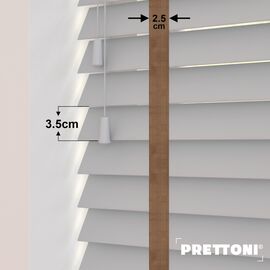 EdBevans - Spectrum Solid Wood Venetian Blind - Mono Pale 35mm Slat with Chevron Cinnamon 25mm Tape - Prettoni