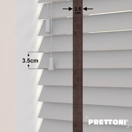 EdBevans - Spectrum Solid Wood Venetian Blind - Mono Pale 35mm Slat with Chevron Umber 25mm Tape - Prettoni